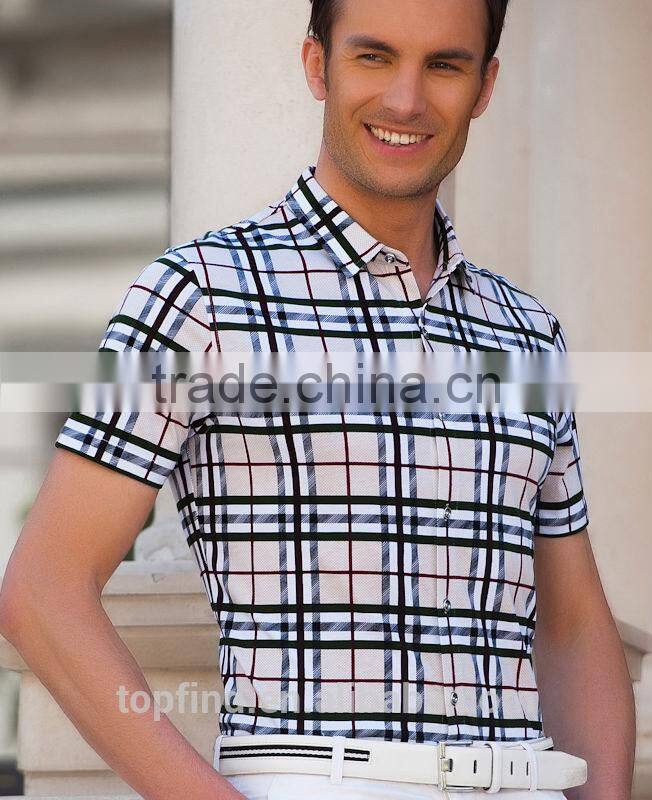 Hot sale 2016 Latest mercerized cotton plaid business men's shirts