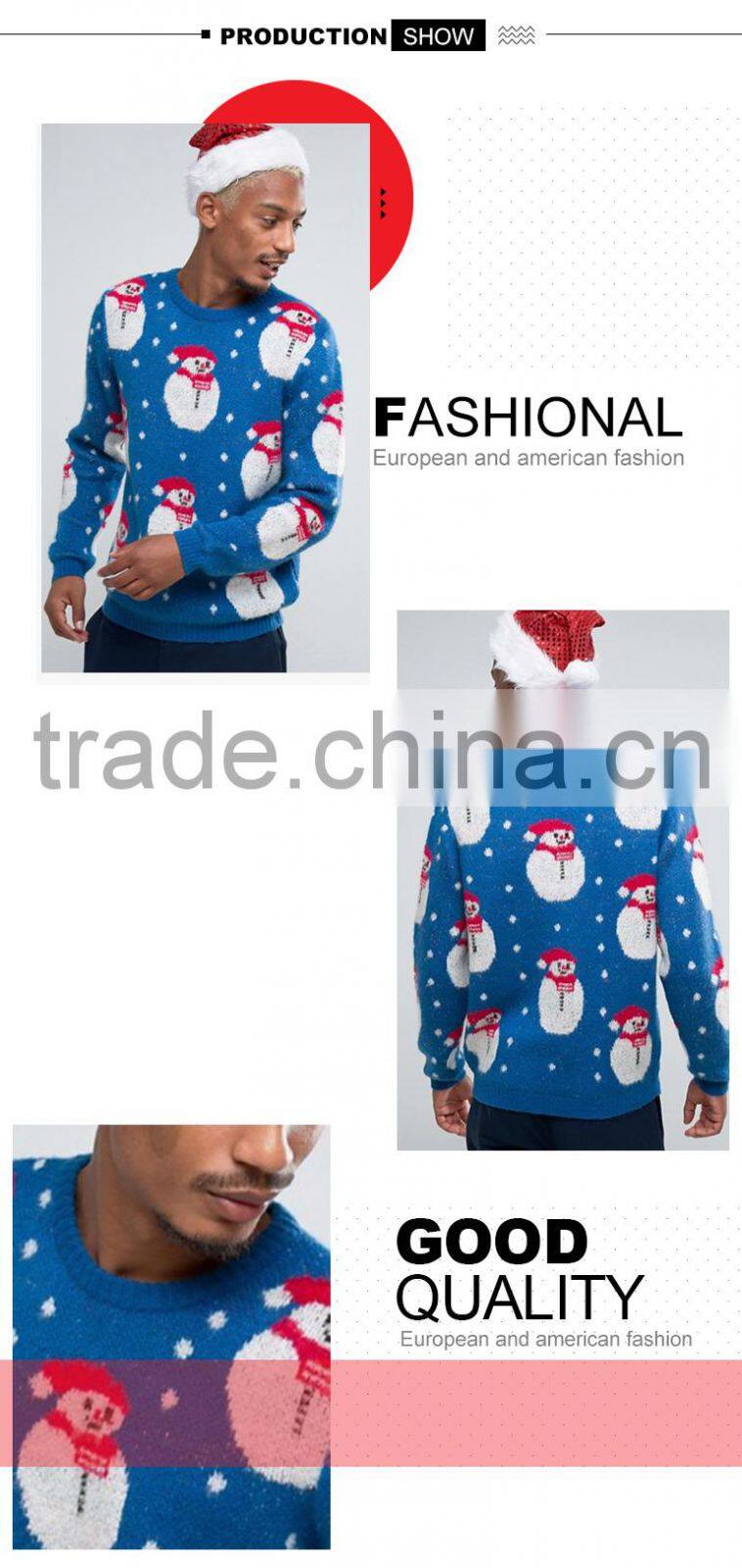 custom wholesale mens knitte cotton ugly christmas pullover sweater jumpers with high quality