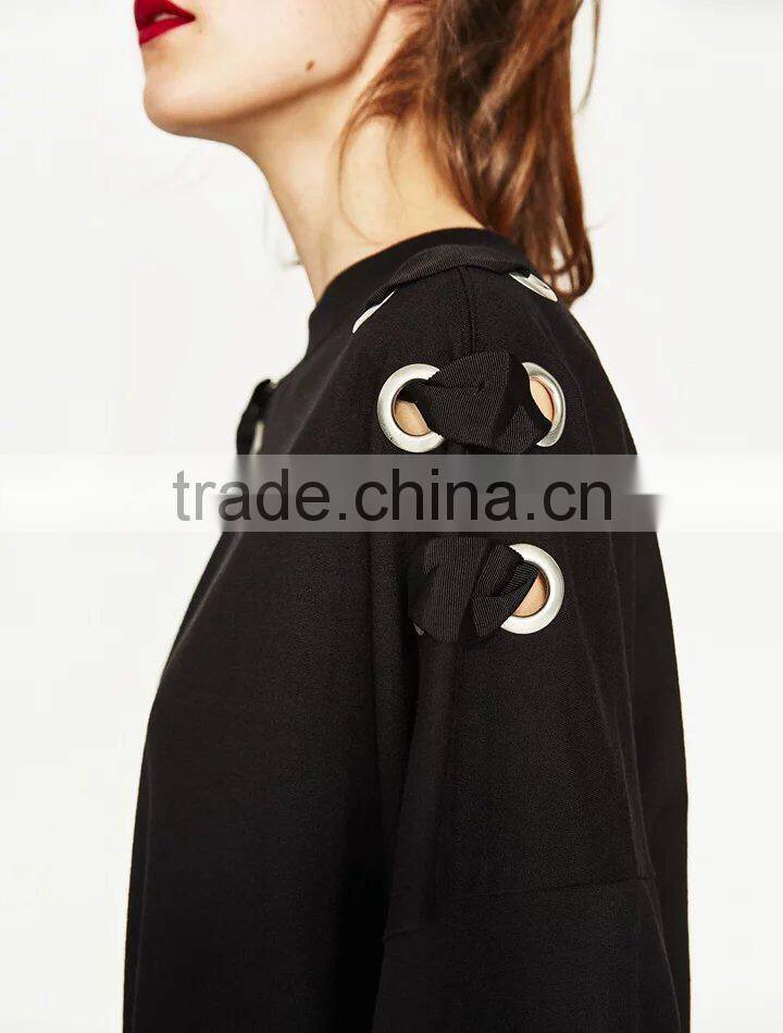 Womens pullover black Buckle cool hoodies Oversized sweatshirts