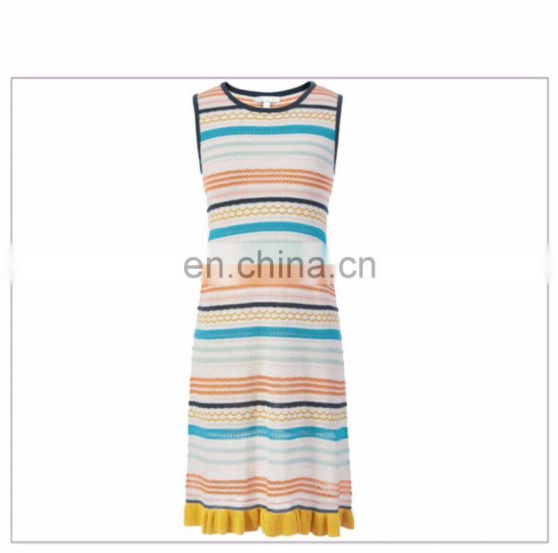 2017 New Style Women Colorful Strip Knited Dresses Pencil Skirt