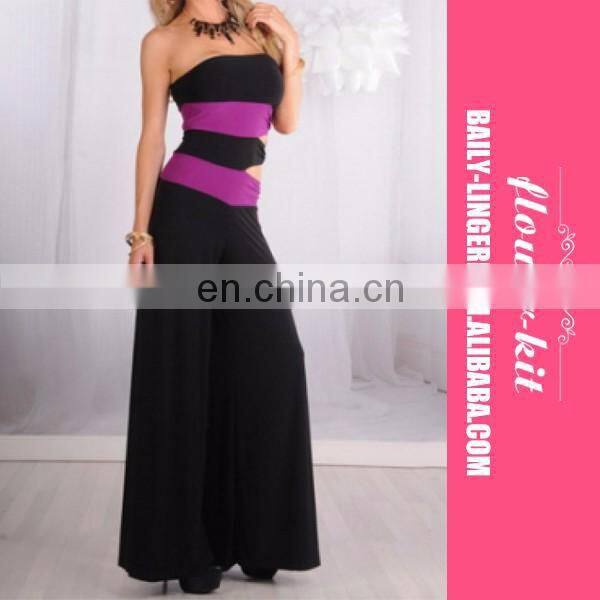 Top quality elegant blue fashion women strapless one piece jumpsuit