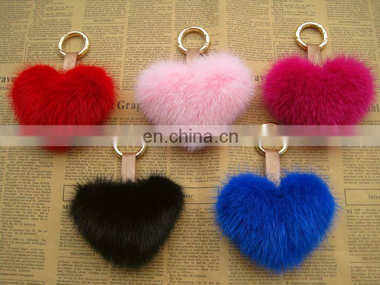 Fashion Hot Custom Heart Shape Mink Fur Accessory Pink Fur Keychain