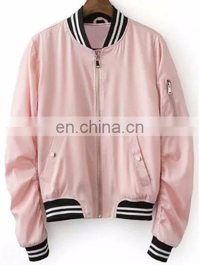 Latest women fashion embroidered short baseball bomber jacket
