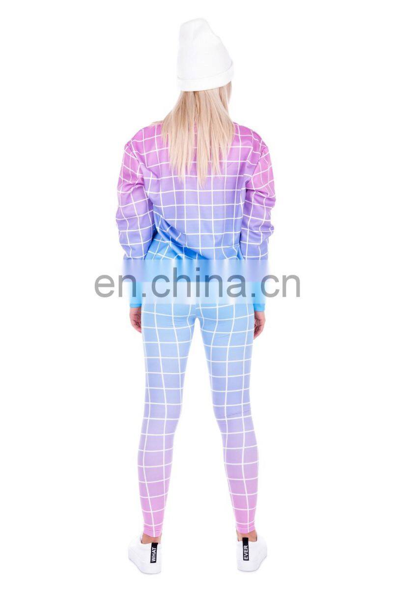 Antisocial grid muscle yoga fabric pants custom sport fashion stylish pattern femme fitness printed leggings for woman