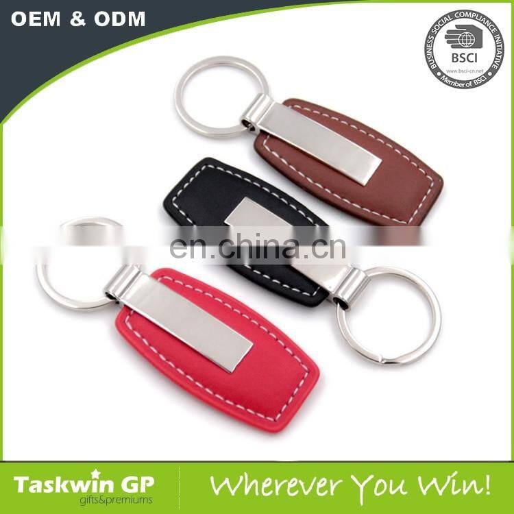 Good quality Promotional custom leather keychain and metal keyring