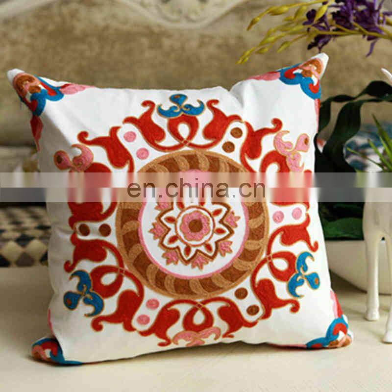i@home Creative Flower Cotton Canvas Embroidered Sofa Pillow Cushion Cover