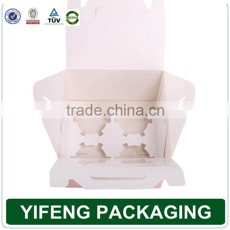 Customized Top-selling white cardboard cup cake box with transparent clear window