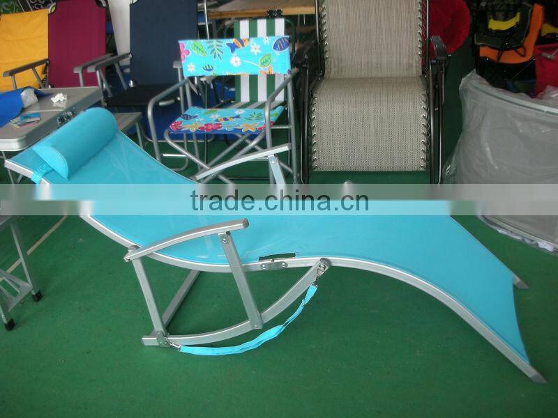 Red Aluminium folding bed with sunshade, sun chaise loungers HQ-8007F