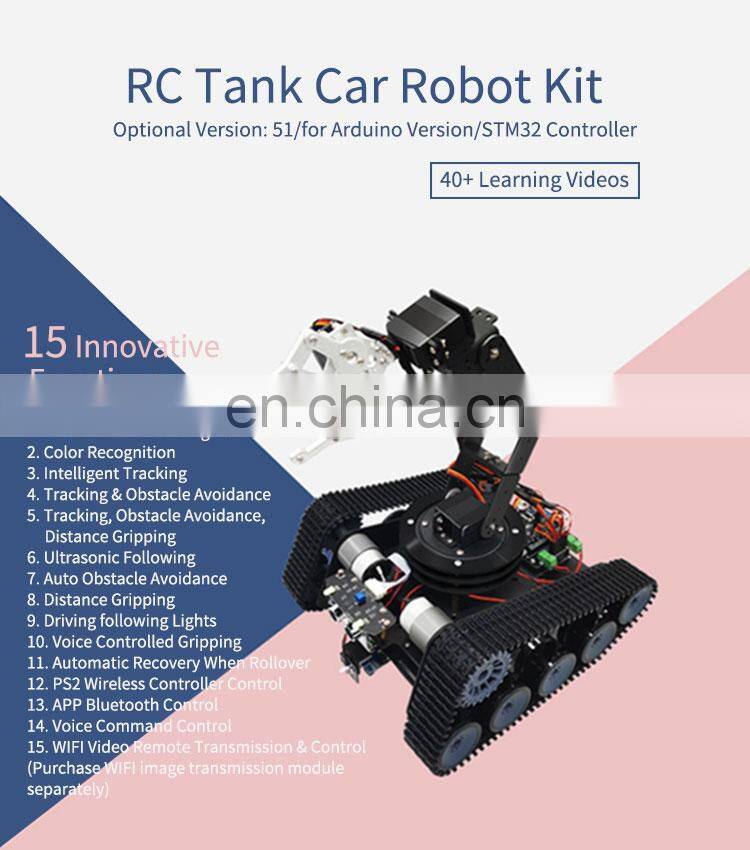 Open Source 6DOF Mechanical Arm Robot Tank Car Tracking Gripping Support PS2 Controller/APP Control