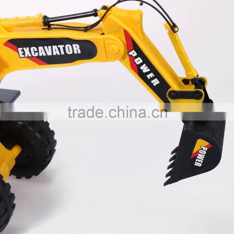 Outdoor big white+yellow color plastic rc excavators for kid