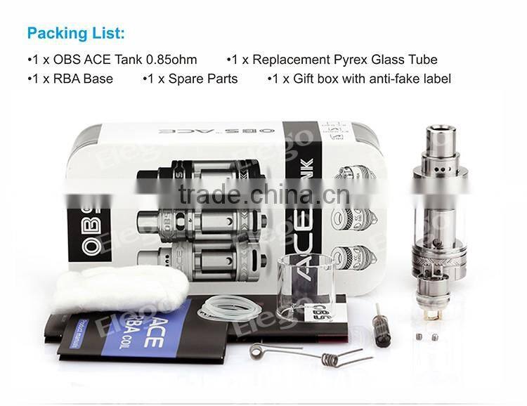 New Coming OBS ACE Tank with Top Filling Design OBS RTA Tank Wholesale from Elego