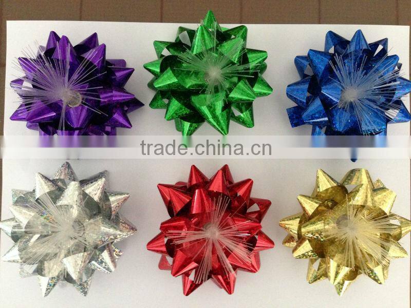 HOT SALE ! 3.75" Matte Metallic LED Lighting up Shinny Gift Bow, LED Star Bow, LED Ribbon Bow