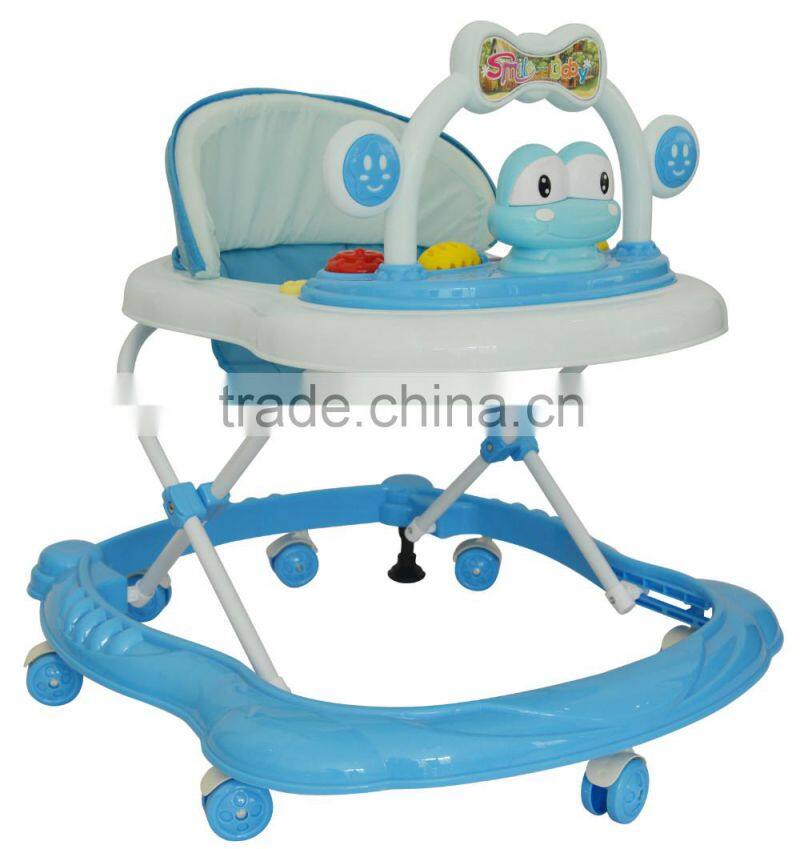 New Model Fashion Plastic Cartoon Round Baby Walker with Canopy BM1343C