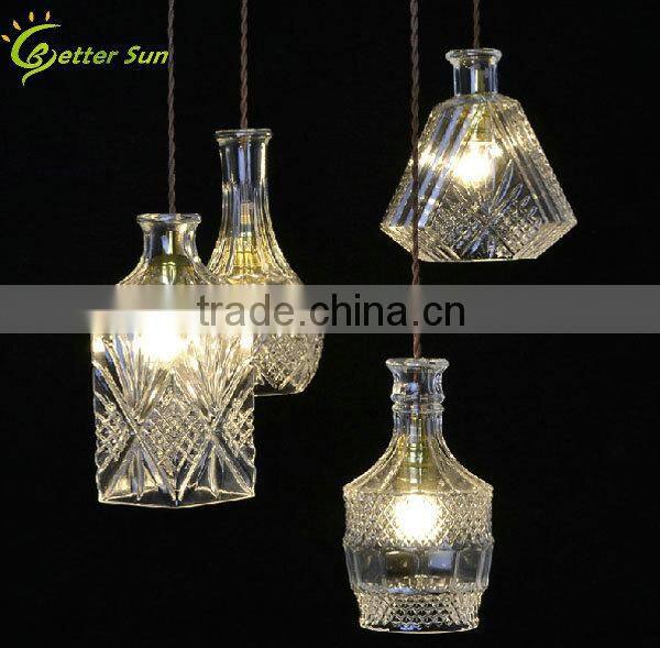 3 Pcs New Modern Clear Glass Wine Bottle Type Lamp Pendant