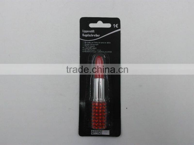 fashion gift lipstick gem plastic ball pen