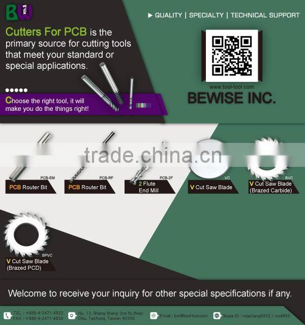 Tungsten Carbide 2 Flute End Milling Cutter For Aluminum PCB