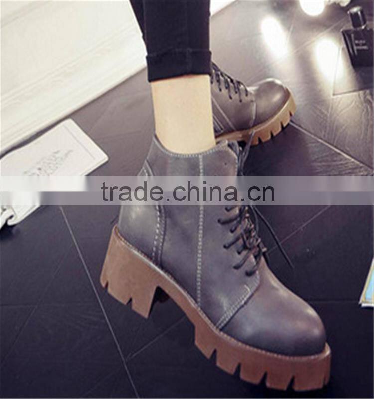 New style women platform high top lace up classy leather blue boots