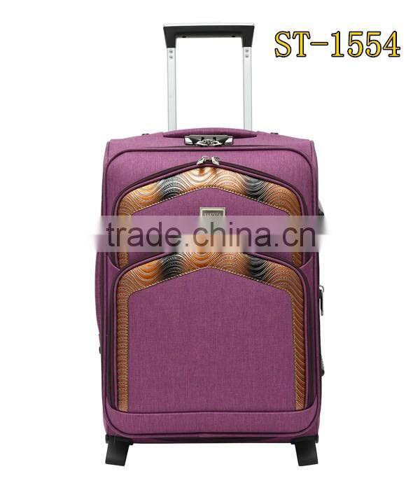 push button trolley nylon fabric with PU combination 4 pcs set trolley set