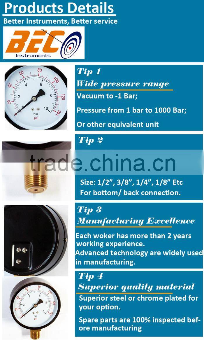 (Y-75A) 75mm large size single mpa scale dial design bottom thread type high pressure gauge