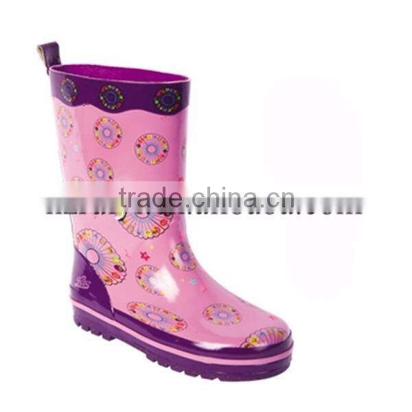 fashion print half waterproof gum boots rubber rain shoes for women
