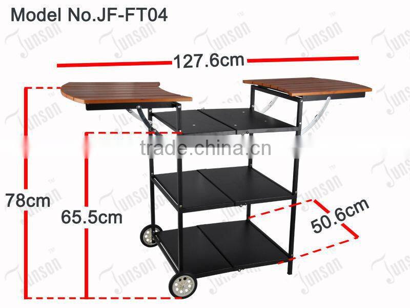 Foldable Picnic Table/Wood Board Barbecue Shelf/Three Layers Shelf
