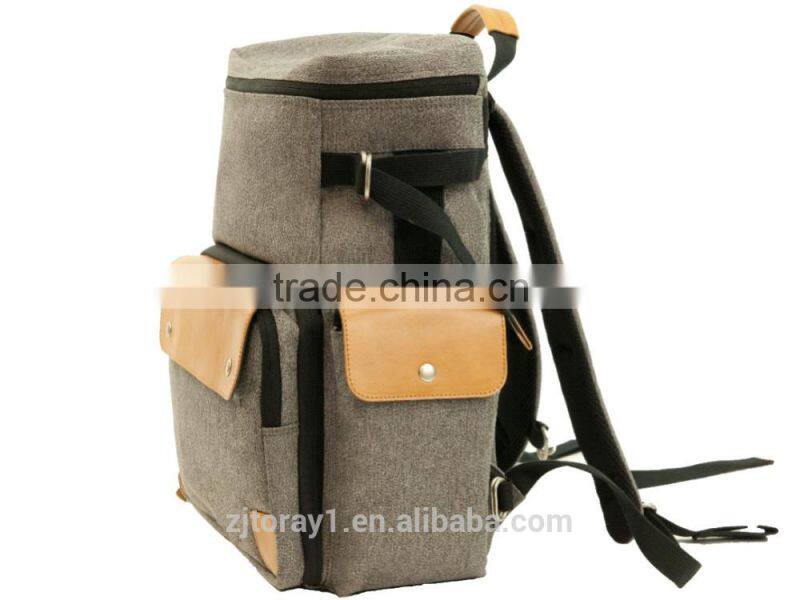 Vintage Grey Canvas Camera Laptop Backpack