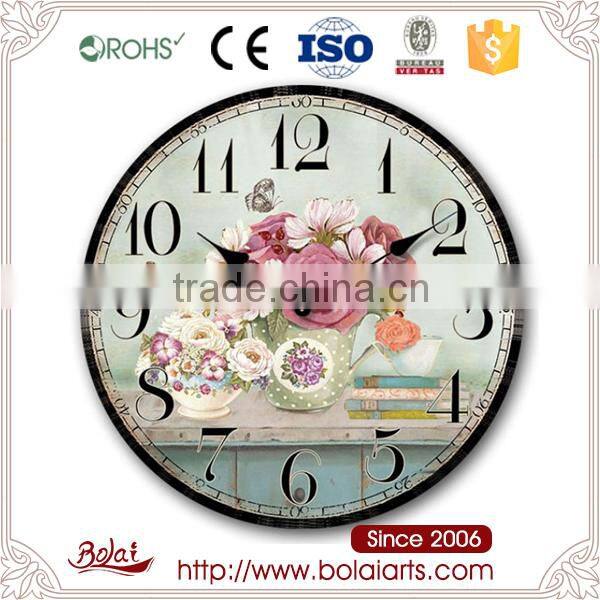 Elegant home life as desks books and rose decoration mdf clock for hotel