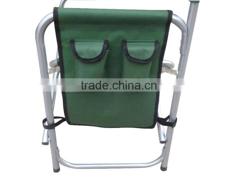 Aluminum folding director chair with side table and pocket