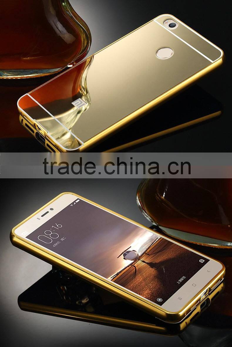 Aluminum Metal Bumper And Mirror PC Back Phone Case Cover For Xiaomi MI 5 For Mi 4S