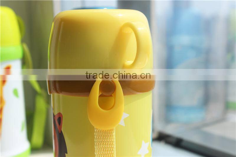 New style cartoon Children Stainless steel Vacuum Flask with plastic cup