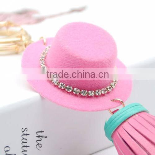 Wholesale Fashion Women Elegant PU Leather Keychain With Metal Pendant Keychain KC13132