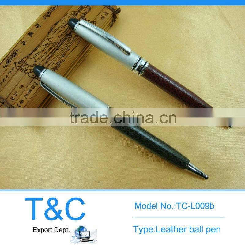 TC-L009b 2014 hot selling leather metal ball pen business pen
