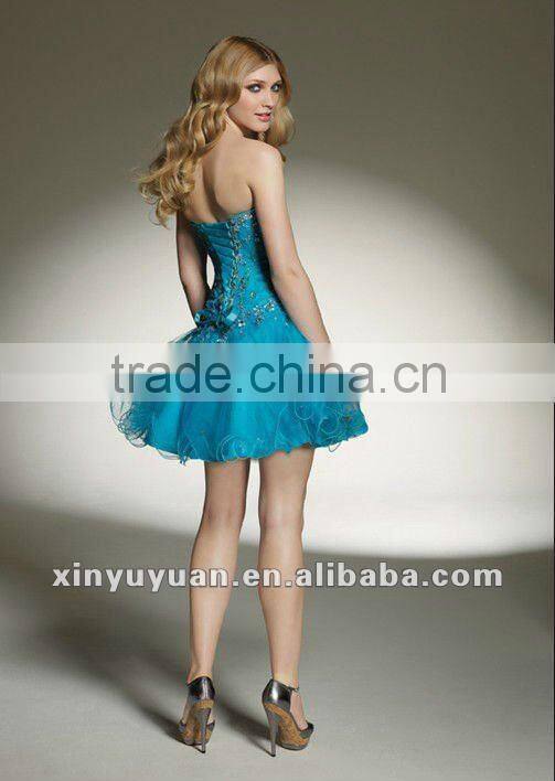 2012 New Arrival Modern Hot Sale Sweetheart Purple Ice Blue Beaded Cocktail Dress Homecoming Dress MLC-135