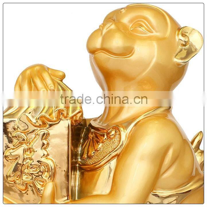 Resin24K Golden color monkey statue ,chinese zodiac statue