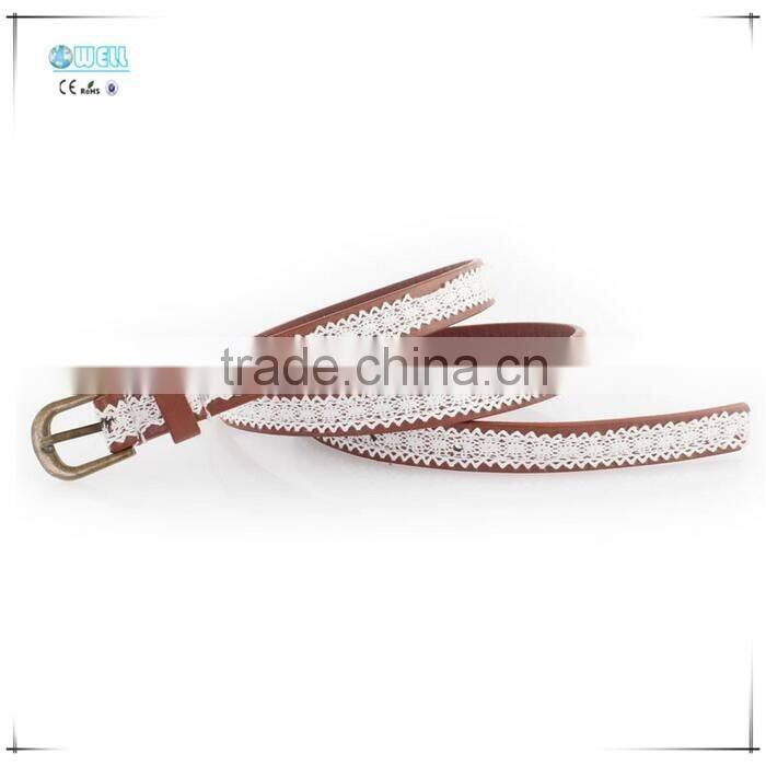 // leisure belt pu leather brown belt // with steel pin buckle for women lady //
