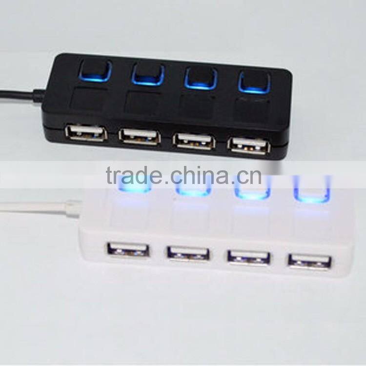 4-Port USB 2.0 Hub with Individual Power Switches and LEDs