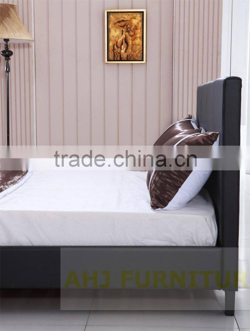 canopy bed frame, red leather bed frame, leather bed frame