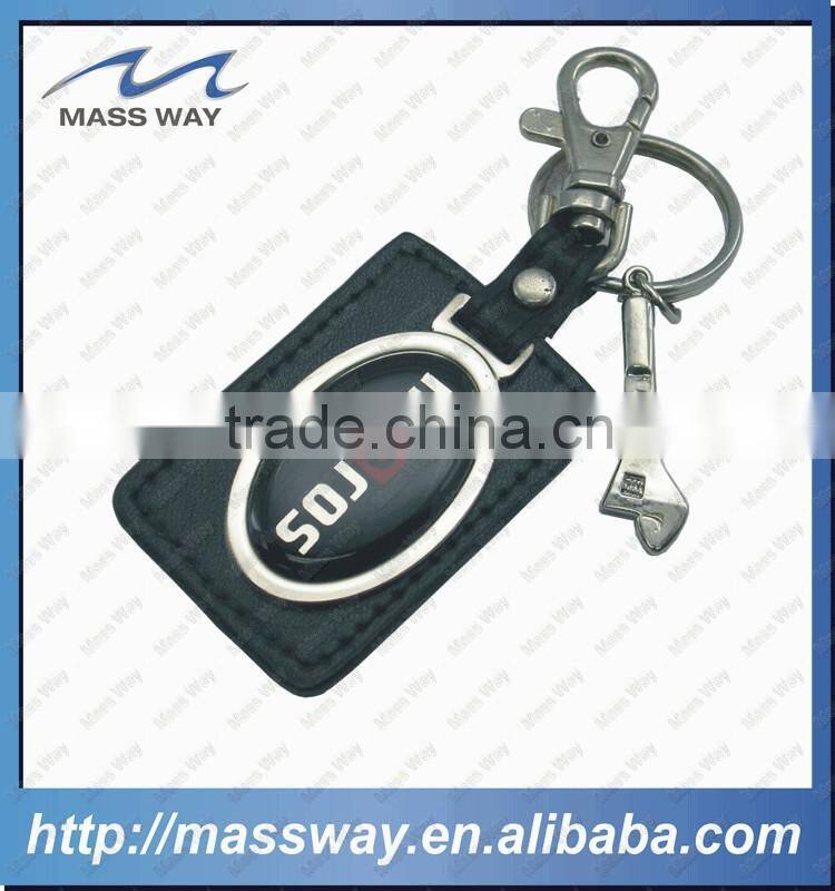 high grade Sweden car brand custom metal leather keyring