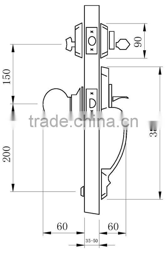 Zinc Alloy security lockset handle and knob mortise gate lock