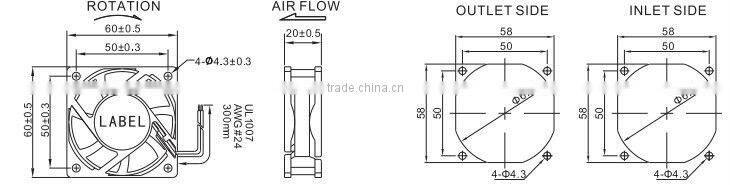 Small DC CPU Fan Computer Fan 60*60*20mm