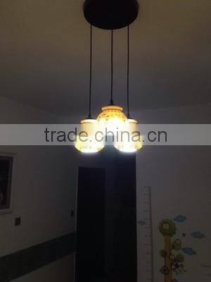 Asian E27 LED Vintage Pendant Light 3 Head Lamp Hanging Chinese Ceramic Loft Coffee Bar Restaurant Kitchen Lights