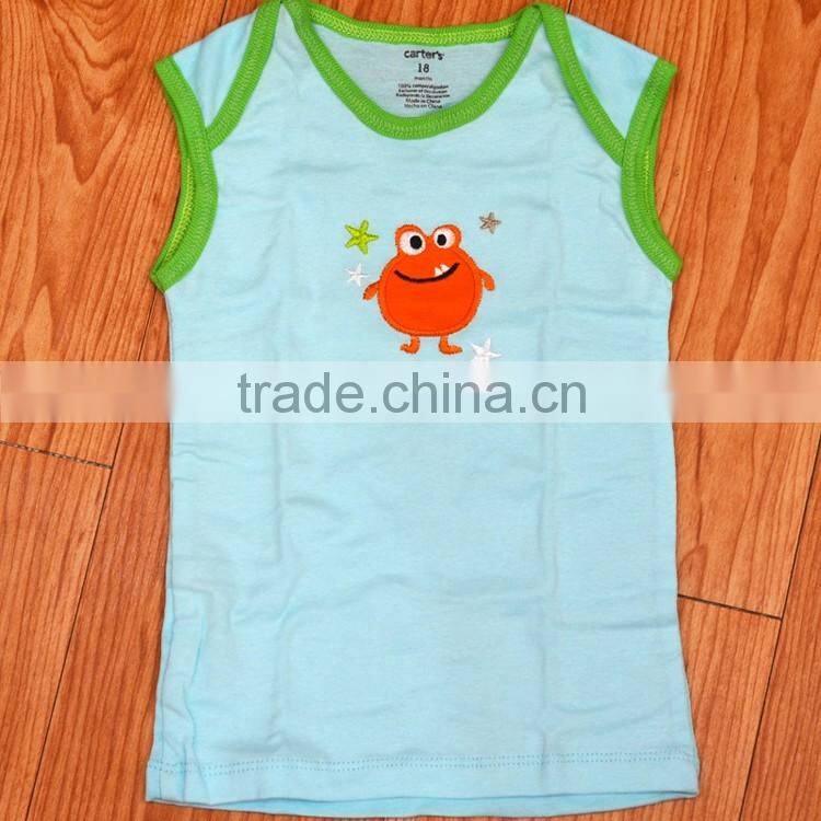 Baby cloths sleeveless printed cotton tshirts for baby