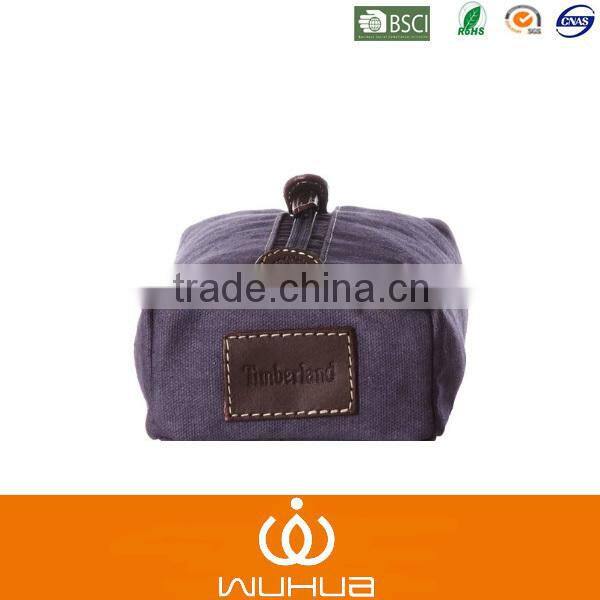 high quality genuine leather unisex Canvas travel shaving kit