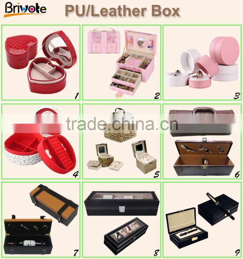 custom paper leather jewelry box/leather packaging gift box/1 bottle leather wine carrier case