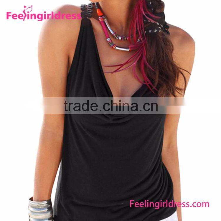 Latest Design Fashion Black Lady Blouse & Top