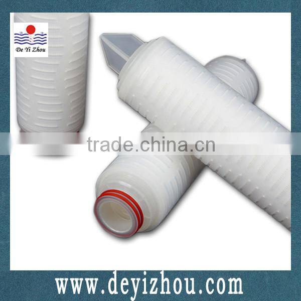 High viscosity pleated filter element