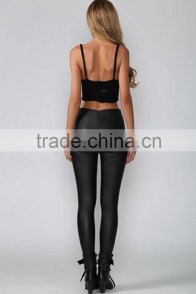 2014 Fashion Black Pants Women Leather Leggings