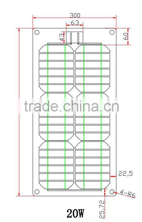 20w semi flexible solar panel with CE ROHS approved