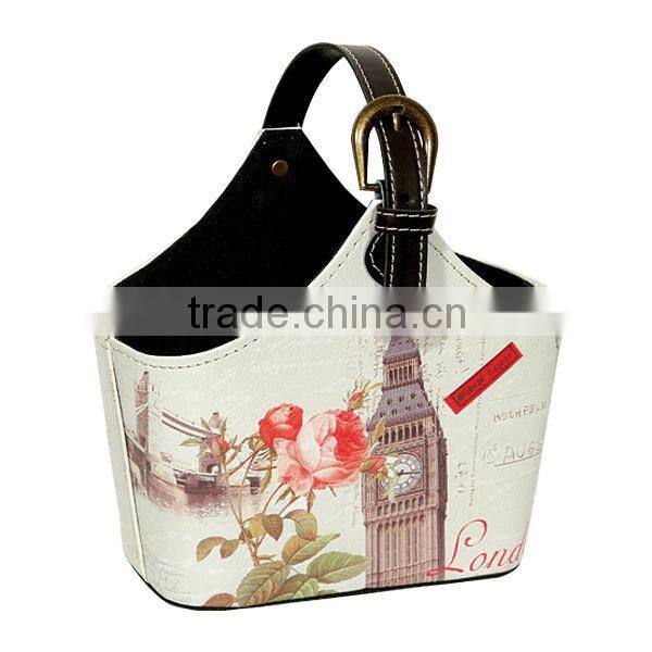Famous Bulding Print PU Leather Gift Basket