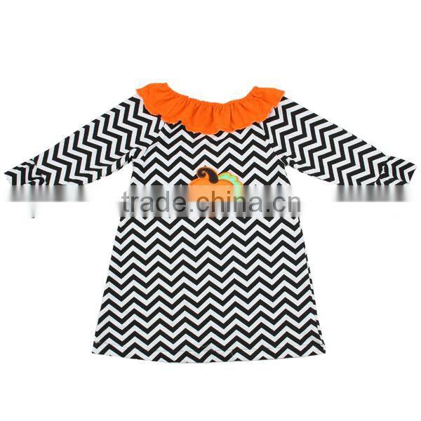 2016 newest kids halloween costumes handmade baby dress boutique fashion halloween dress long sleeve chevron dress